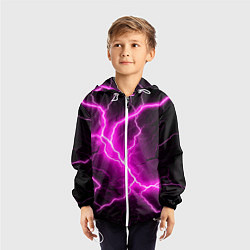 Ветровка с капюшоном детская The color is pink and black, цвет: 3D-белый — фото 2