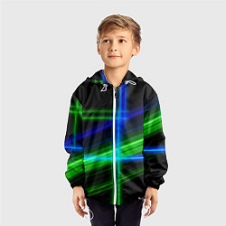 Ветровка с капюшоном детская Color blue black green, цвет: 3D-белый — фото 2