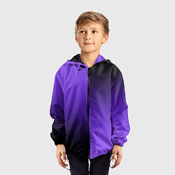 Ветровка с капюшоном детская Чёрно-сиреневый градиент пополам, цвет: 3D-черный — фото 2