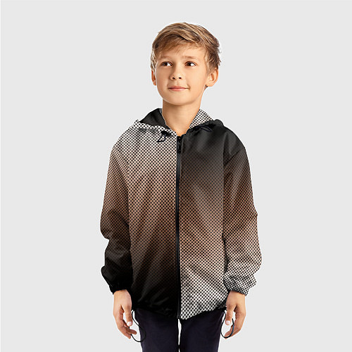 Детская ветровка Чёрно-коричневый текстурный градиент пополам / 3D-Черный – фото 3