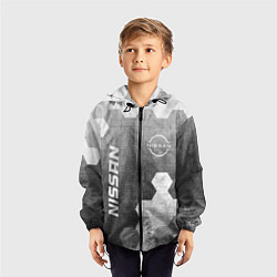 Ветровка с капюшоном детская Nissan - grey gradient вертикально, цвет: 3D-черный — фото 2