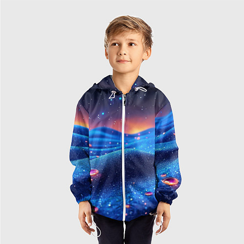 Детская ветровка Синяя дюна - текстура / 3D-Белый – фото 3