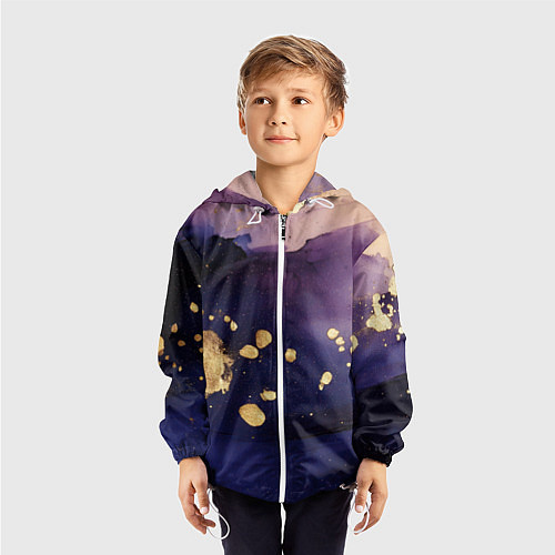 Детская ветровка Золотая краска на текстуре / 3D-Белый – фото 3