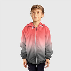 Ветровка с капюшоном детская Бледный красно-серый градиент, цвет: 3D-белый — фото 2