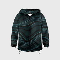 Ветровка с капюшоном детская Тёмный синий волнистые полосы, цвет: 3D-черный