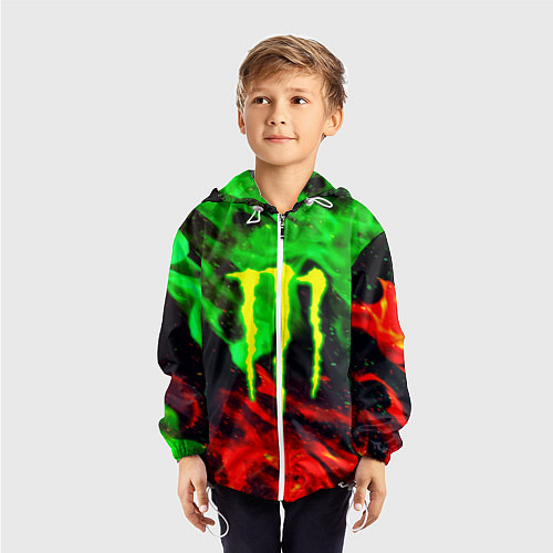 Детская ветровка Monster energy огонь лого / 3D-Белый – фото 3