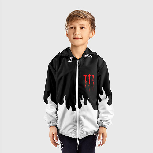 Детская ветровка Monster energy red logo / 3D-Белый – фото 3