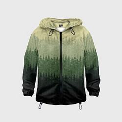 Ветровка с капюшоном детская Зелёный полосами от светлого к тёмному текстурные, цвет: 3D-черный