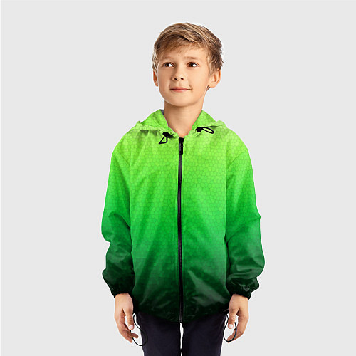 Детская ветровка Градиент мозаика зелёный в тёмный / 3D-Черный – фото 3