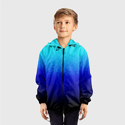 Ветровка с капюшоном детская Градиент мозаика из голубого в чёрный, цвет: 3D-черный — фото 2