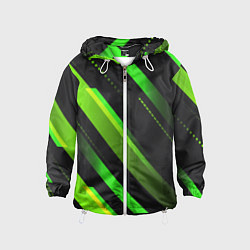 Ветровка с капюшоном детская Color black green, цвет: 3D-белый