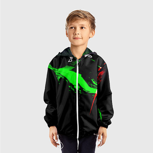 Детская ветровка Color black green red / 3D-Белый – фото 3