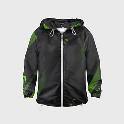 Ветровка с капюшоном детская Color black green, цвет: 3D-белый