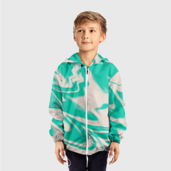 Ветровка с капюшоном детская Color white turquoise, цвет: 3D-белый — фото 2