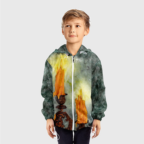 Детская ветровка Две горящие свечи в темноте / 3D-Белый – фото 3