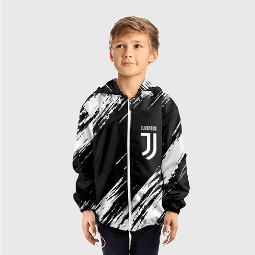 Детская ветровка Juventus штрихи красок / 3D-Белый – фото 3