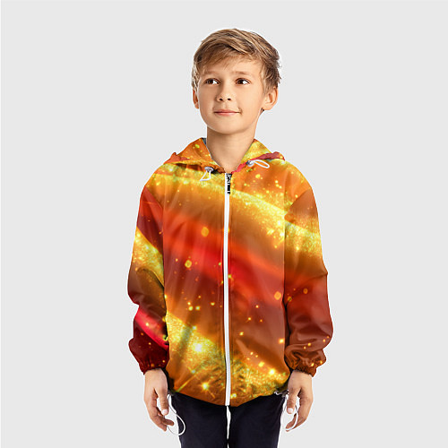 Детская ветровка Желто-красная текстура с блестяшками / 3D-Белый – фото 3