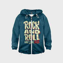 Ветровка с капюшоном детская Рок н ролл шум, цвет: 3D-белый