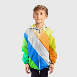 Ветровка с капюшоном детская Striped, цвет: 3D-белый — фото 2