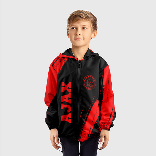 Детская ветровка Ajax - red gradient вертикально / 3D-Черный – фото 3