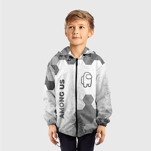 Детская ветровка Among Us - white gradient вертикально / 3D-Черный – фото 3