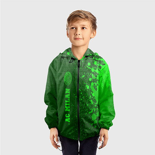 Детская ветровка AC Milan - green gradient по-вертикали / 3D-Черный – фото 3