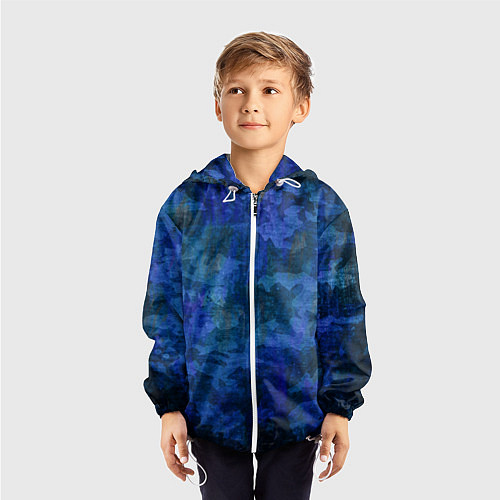 Детская ветровка Абстракция - blue uniform camouflage / 3D-Белый – фото 3