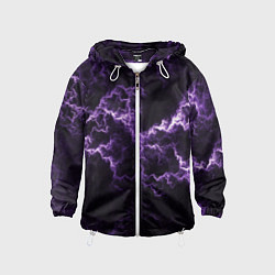 Ветровка с капюшоном детская Lightning purple flicker, цвет: 3D-белый
