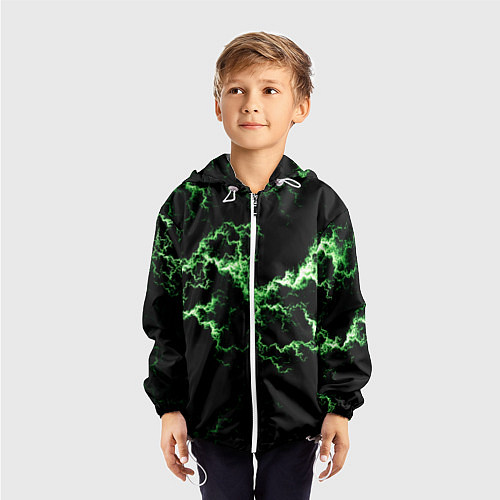 Детская ветровка Lightning green glow / 3D-Белый – фото 3