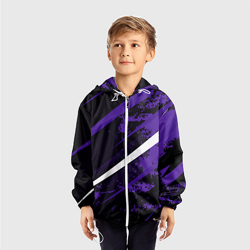 Детская ветровка Color black purple line / 3D-Белый – фото 3