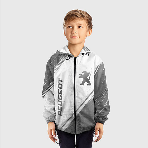 Детская ветровка Peugeot - white gradient вертикально / 3D-Черный – фото 3