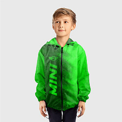 Ветровка с капюшоном детская Mini - green gradient по-вертикали, цвет: 3D-черный — фото 2