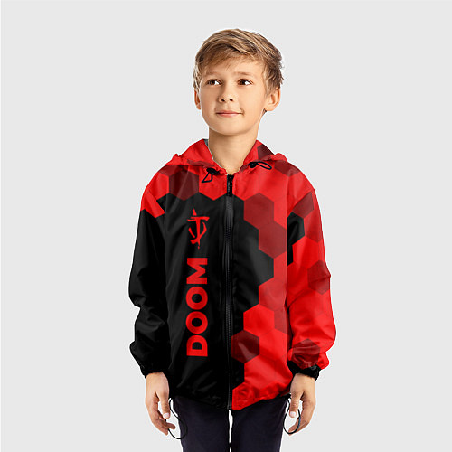 Детская ветровка Doom - red gradient по-вертикали / 3D-Черный – фото 3