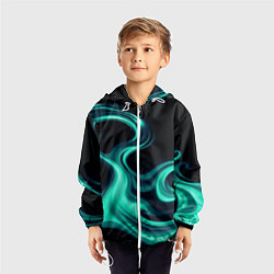 Ветровка с капюшоном детская Color turquoise black, цвет: 3D-белый — фото 2