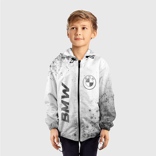 Детская ветровка BMW - white gradient вертикально / 3D-Черный – фото 3