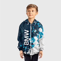 Ветровка с капюшоном детская Bmw брызги, цвет: 3D-белый — фото 2
