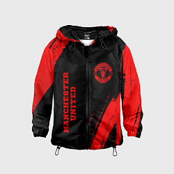 Ветровка с капюшоном детская Manchester United - red gradient вертикально, цвет: 3D-черный