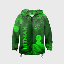 Ветровка с капюшоном детская Hitman - green gradient вертикально, цвет: 3D-черный