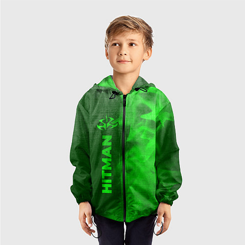 Детская ветровка Hitman - green gradient по-вертикали / 3D-Черный – фото 3