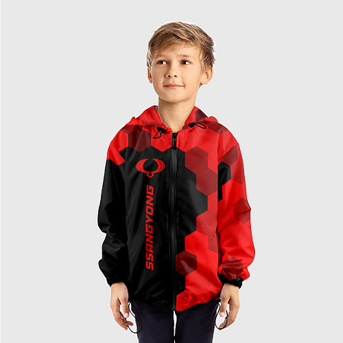 Детская ветровка SsangYong - red gradient по-вертикали / 3D-Черный – фото 3