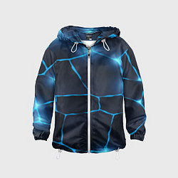 Ветровка с капюшоном детская Неоновый космический фон потрескавшееся земля, цвет: 3D-белый