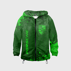 Ветровка с капюшоном детская Porsche - green gradient вертикально, цвет: 3D-черный