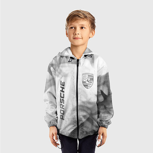 Детская ветровка Porsche - white gradient вертикально / 3D-Черный – фото 3