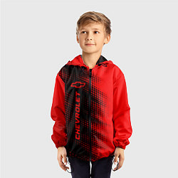 Ветровка с капюшоном детская Chevrolet - red gradient по-вертикали, цвет: 3D-черный — фото 2