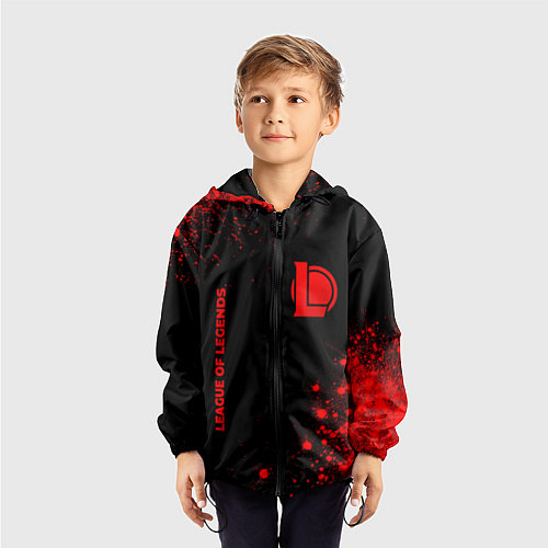 Детская ветровка League of Legends - red gradient вертикально / 3D-Черный – фото 3