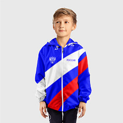 Ветровка с капюшоном детская Россия с гербом и цветами флага, цвет: 3D-белый — фото 2