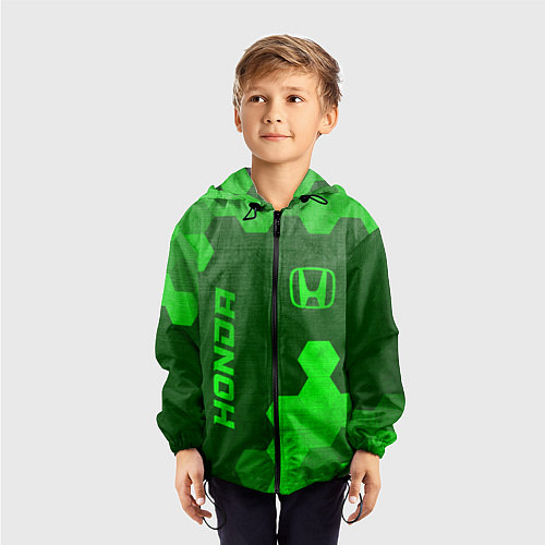 Детская ветровка Honda - green gradient вертикально / 3D-Черный – фото 3