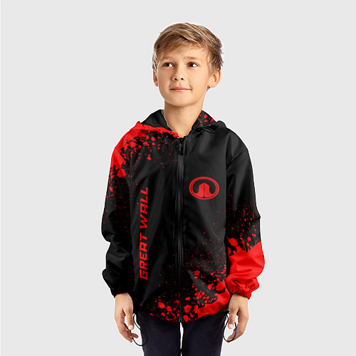 Детская ветровка Great Wall - red gradient вертикально / 3D-Черный – фото 3