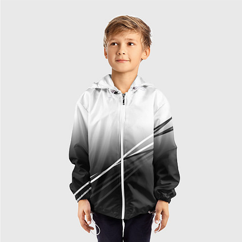 Детская ветровка Градиент с полосами из белого в тёмный / 3D-Белый – фото 3