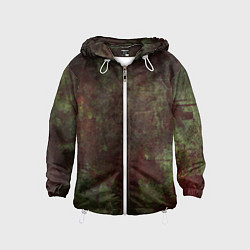 Ветровка с капюшоном детская Абстракция - green fabric soaked in red paint, цвет: 3D-белый